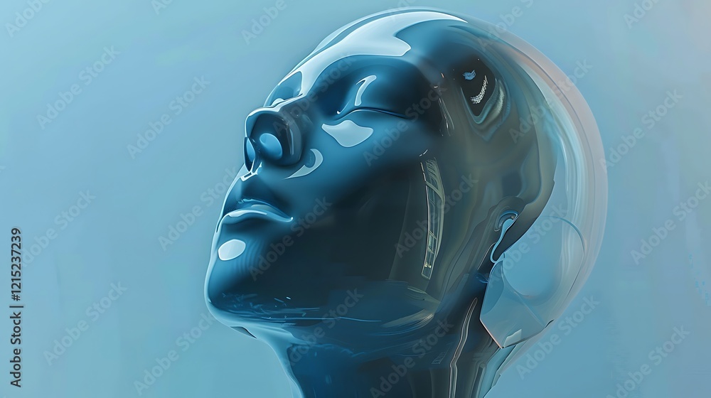 Poster a reflective mind with softly mirrored surfaces and gentle gradients indicating introspection and se