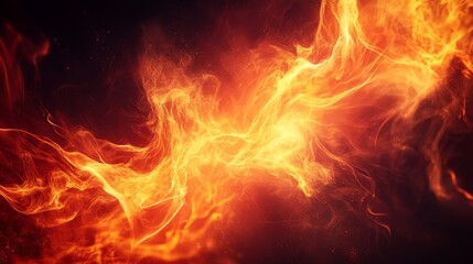 Fototapeta premium A fiery orange flame with a black background