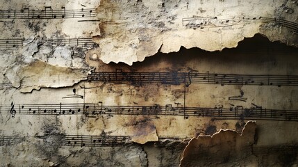 Obraz premium Aged Musical Score Sheet Fragments Displayed