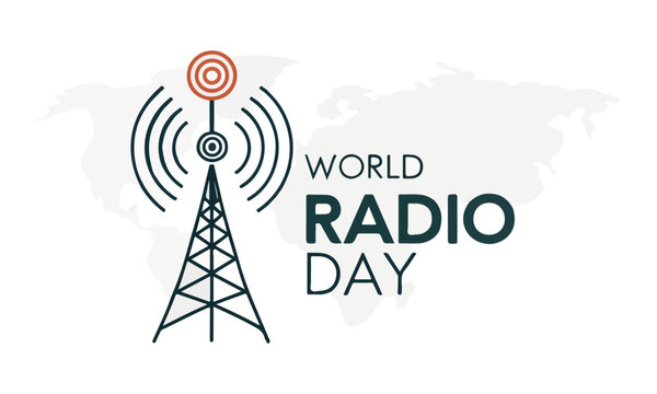 World radio day Design For celebration. Tower signal icon. Poster or banner design. Illustration vector graphic of world radio day good for background.