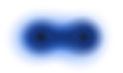 Abstract, blue, grainy, spheres on white background 