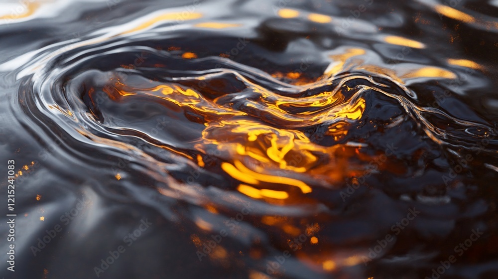 Poster abstract liquid texture with golden highlights creates a dynamic fluid effect