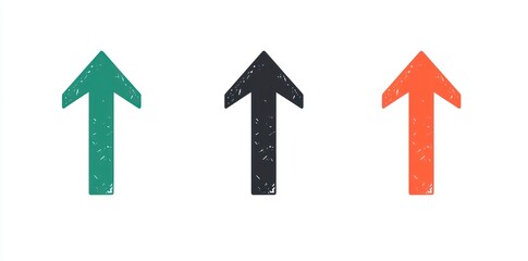 Simple vector design of arrows in four colors, directional on a white base.