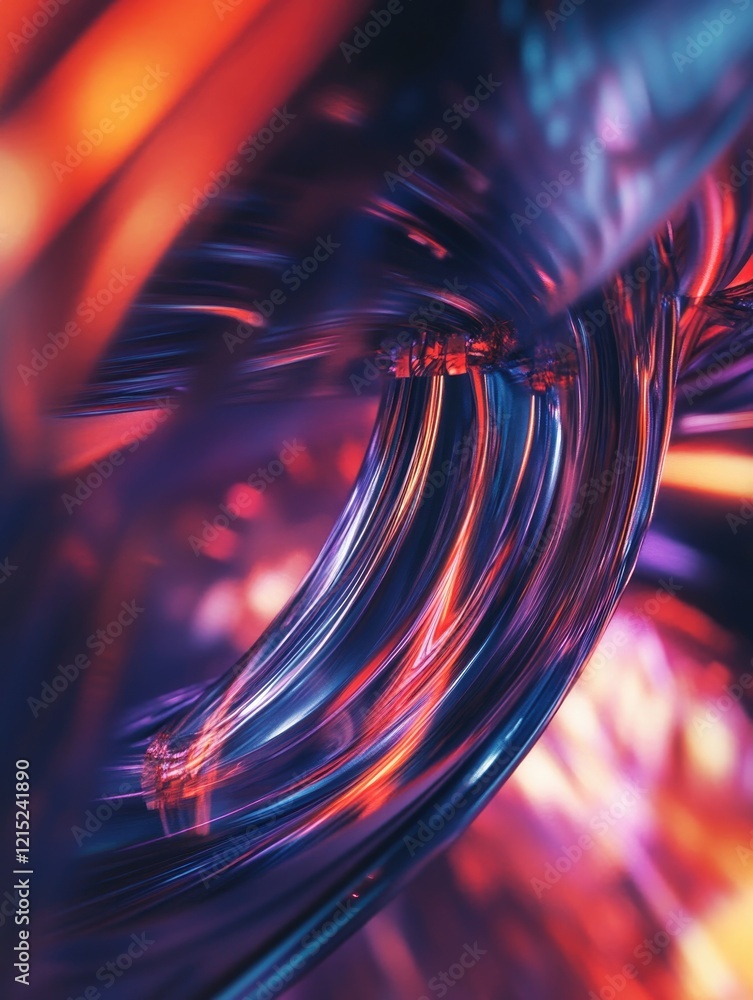 Poster a colorful, abstract image of a wave with a metallic texture. the colors are vibrant and the lines a