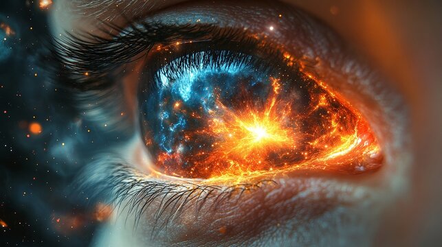 supernova in human eye, closeup