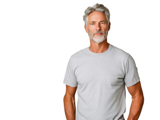 Mature Caucasian Man in Gray T-Shirt