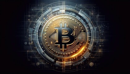 Obraz premium Bitcoin Halving on Black Background