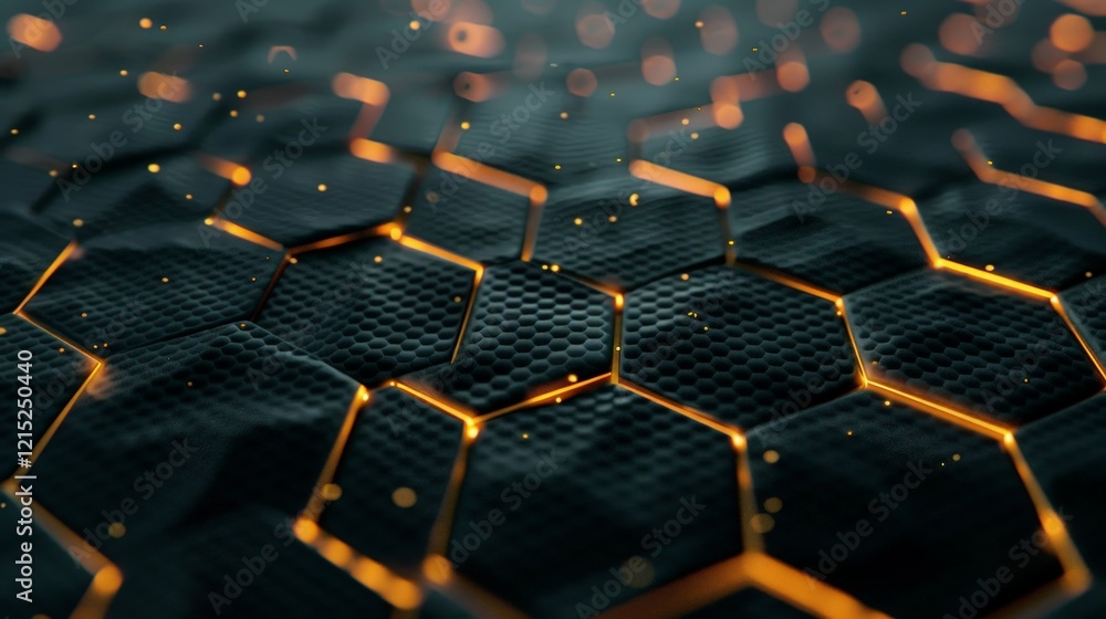 Aufkleber abstract hexagonal pattern with glowing edges