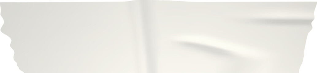 Crumpled white adhesive tape featuring realistic wrinkles and torn edges, providing a blank space ideal for custom designs and creative applications on various surfaces