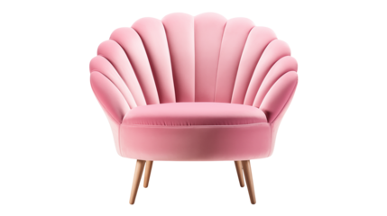 Pink Velvet Scallop Chair Elegant Seating Modern Furniture Luxury Interior Design Home Decor