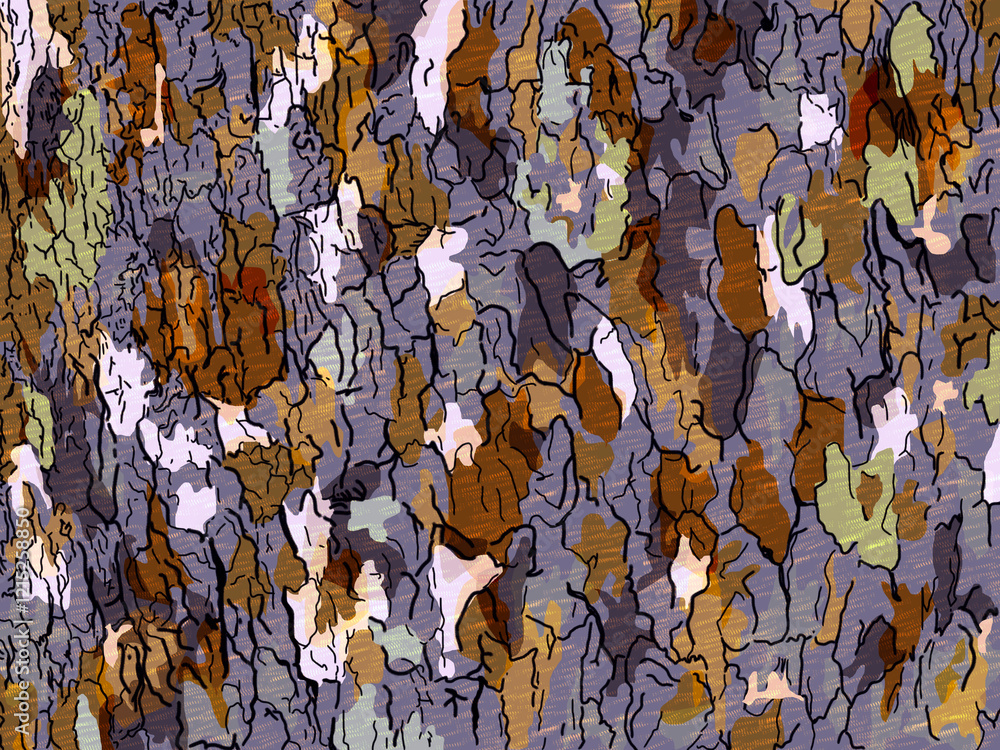 Poster abstract old uneven colorful texture of tree bark with cracks and scales. abstract wood background. 