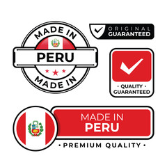 Obraz premium Badge bundle made in Peru label icon emblem isolated on white background