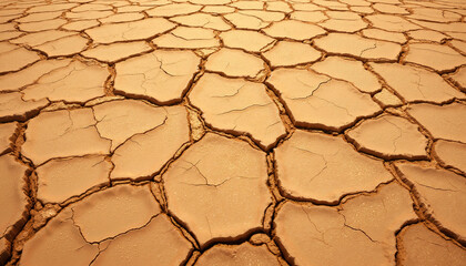 Cracked dry desert soil in warm light
