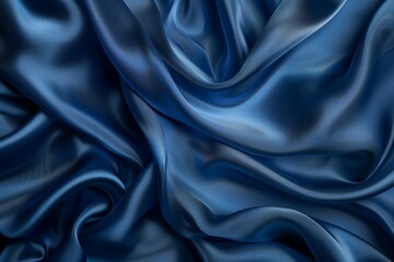 Fototapeta premium Image of Blue silk fabric drapery material. Texture for background usage