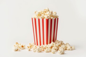 Fototapeta premium a red and white striped bucket of popcorn