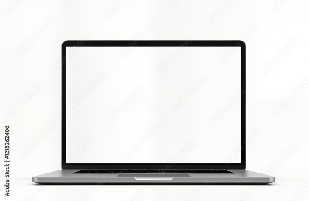 Poster gray laptop mockup shows modern tech device. front view of empty screen. template for design. realis