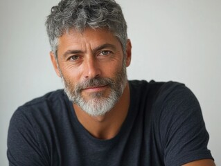 Rugged Bearded Man with Short Hair, Posing in Profile