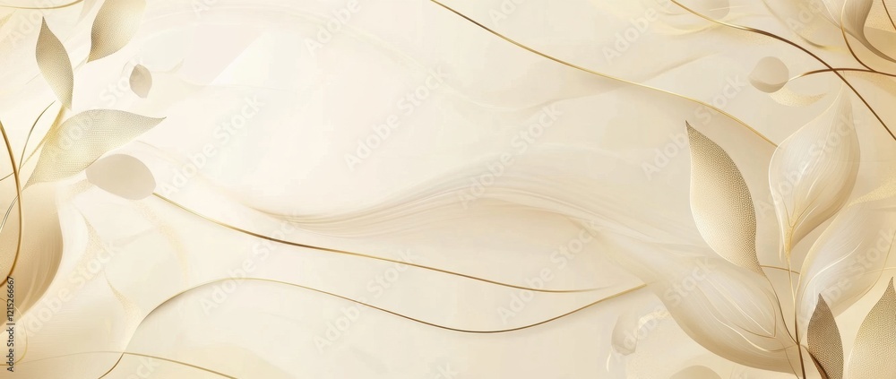 Poster luxurious background with golden lines and an elegant pattern in a beige color elegant background de