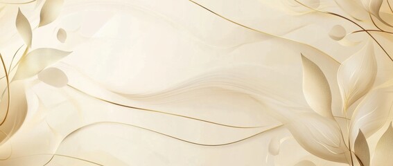 Obraz premium Luxurious background with golden lines and an elegant pattern in a beige color Elegant background design for wallpaper or web banner with copy space Generative AI