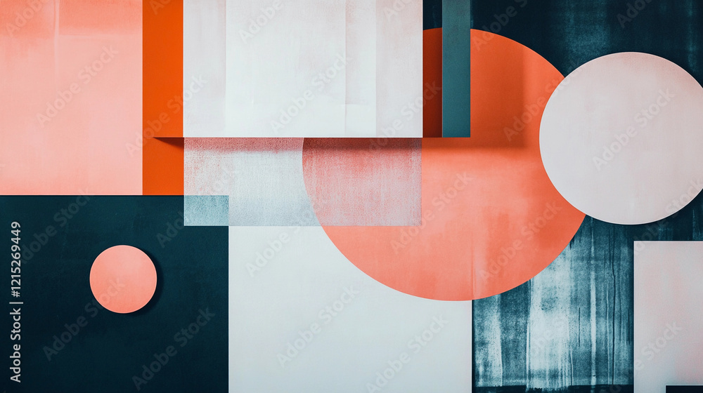 Poster modern design with geometric shapes and bold colors creating an abstract composition in a contempora