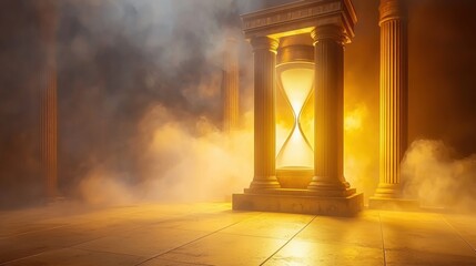 Ancient Hourglass in a Mystical Temple