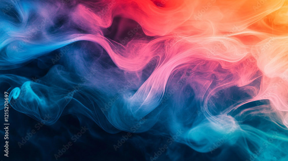 Poster abstract graphic design with colorful smoke patterns creating a dynamic visual experience. generativ