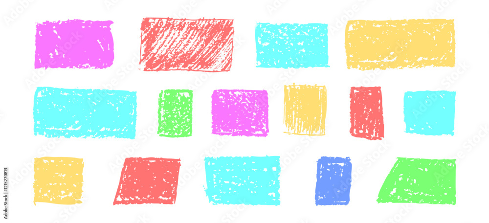 Poster set of abstract geometric basic shapes drawn with pastel colored charcoal. hand drawn paint quote fr