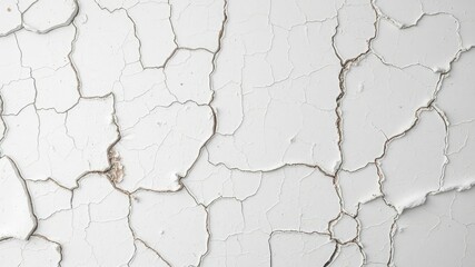 Fototapeta premium Cracked and flaked white paint with a subtle weathered effect, cracked paint, worn surface
