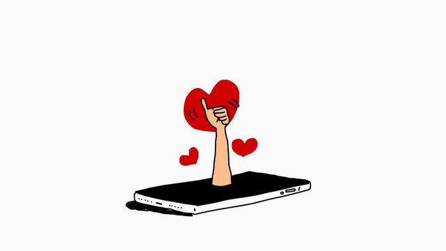 Hand drawn cartoon animation tumb up