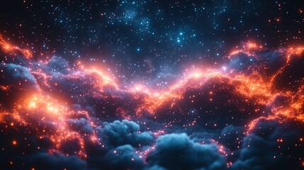 Celestial Nebula Cosmic Cloudscape Glowing Starscape