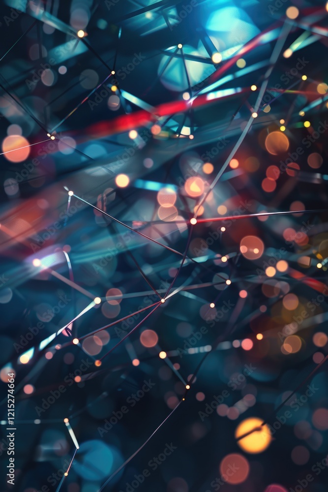Poster abstract digital background with interconnected lines forming a network of nodes, suggesting connect