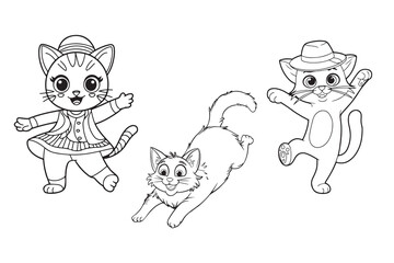 cute cat coloring page,smiling cat outline vector,Cat coloring book page illustration for kids
