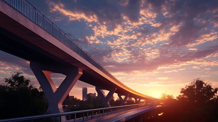 Fototapeta premium aerial view of city bridge and skyline