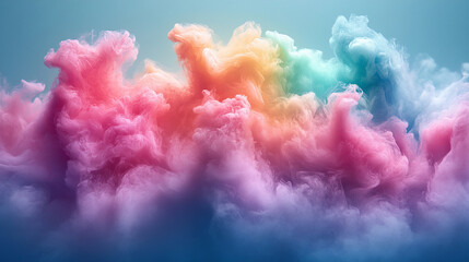 Fototapeta premium Vibrant Explosion of Colorful Clouds Filling the Sky at Sunset Over a Tranquil Landscape