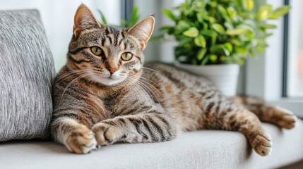 Obraz premium Cozy Cat Lounging on a Window Ledge