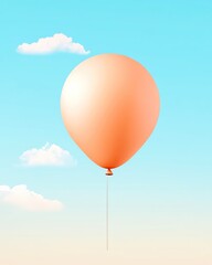 think big to success A floating peach balloon in a clear sky.