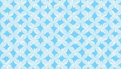 Fototapeta premium Floral geometric pattern on blue and white background 