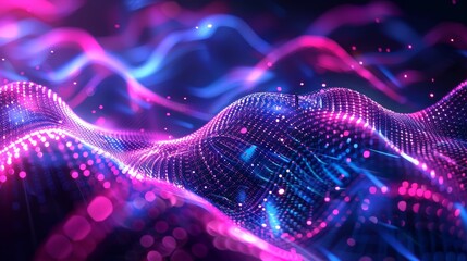 Abstract Waveform, Pink Blue Digital Particles © AItist