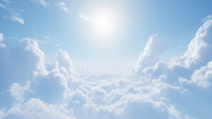 A Bright Summer Sky with Delicate Cirrus Clouds Stretching Gracefully, Offering a Feeling of Vastness and Tranquility