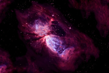 The cosmic nebula is red. Elements of this image were furnished by NASA