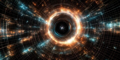 Sci-fi depiction of wormhole with glowing energy