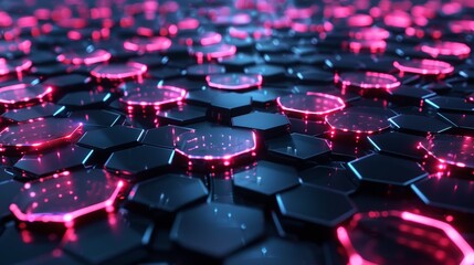 Obraz premium Abstract Hexagon Pattern with Neon Glow