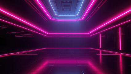 Fototapeta premium Futuristic gradient black background with neon accents, glowing, radiant
