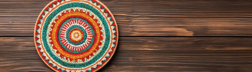 Fototapeta premium Vibrant handcrafted mandala art home decor colorful design rustic background aesthetic view artistry and tradition