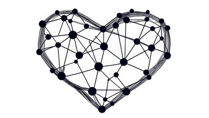 Abstract Heart Dotted Line Outline - Abstract heart shape, dotted lines, network connection, love symbol, geometric design.  Symbolizes connection, love, technology, relationships, and unity.