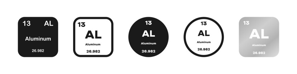 Al, Aluminum element vector icon, periodic table element. Vector illustration. Isolated on white background.