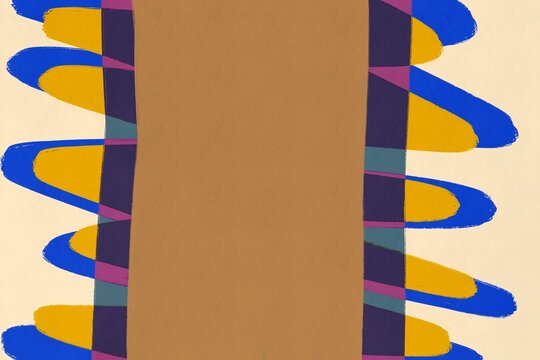 Abstract graphic art of colorful ovals on a beige background