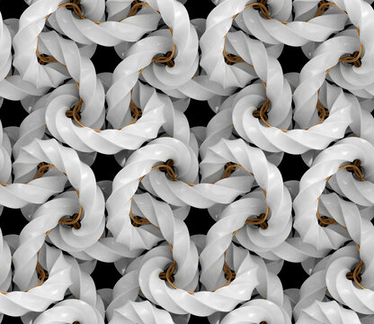 Seamless 3d pattern with intertwined 4D rings