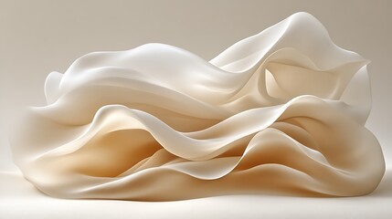 Obraz premium Abstract Beige and White Draped Fabric Sculpture