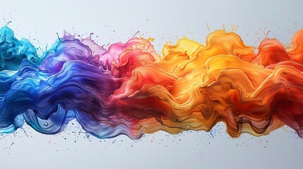 Splash of smoky border painted in rainbow colors isolated in white background